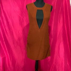 Cable knit deep vee side tie dress